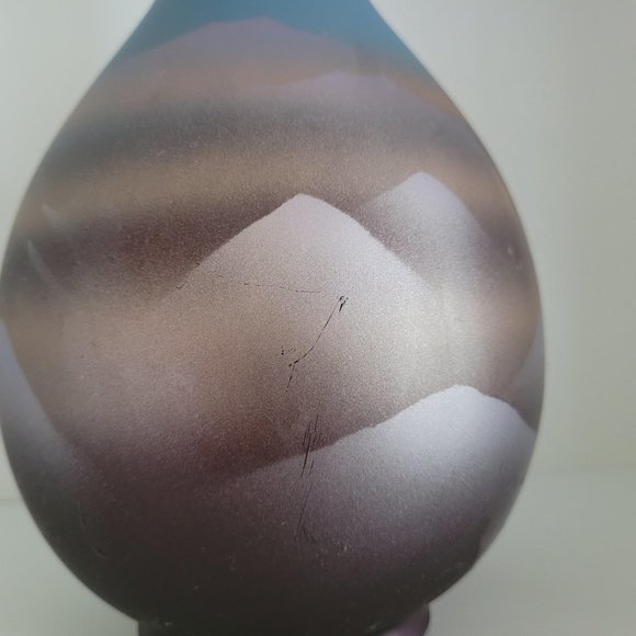 Dreamy 80's Otagiri Hand Painted Mountain Vase - Picture 7 of 10